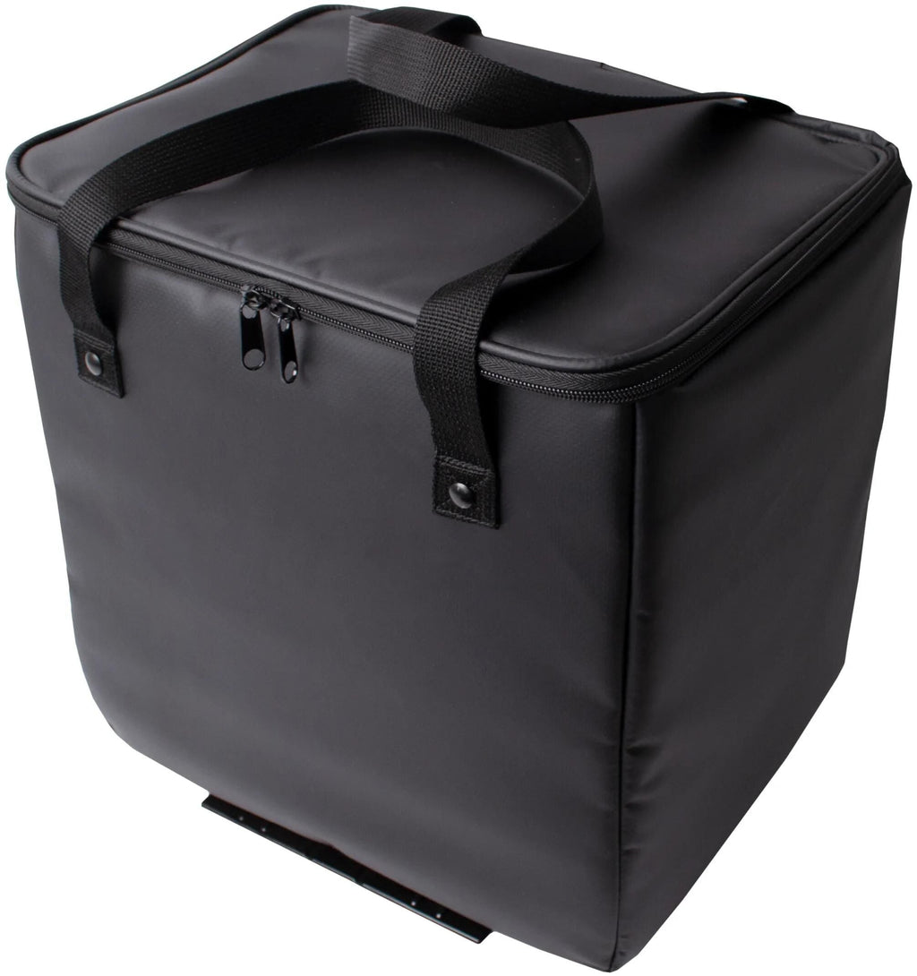 Black Atranvelo cooling bag with a zip closure, sturdy handles, and removable plastic insert for easy cleaning.