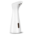 Automatic induction soap dispenser in sleek white design, featuring a sensor for touchless soap dispensing.