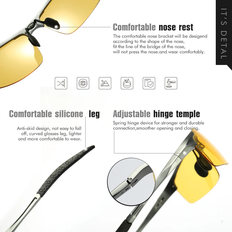 Anti-Glare Photochromic Driving Glasses – Polarized Day & Night Vision