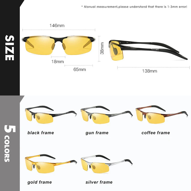Anti-Glare Photochromic Driving Glasses – Polarized Day & Night Vision