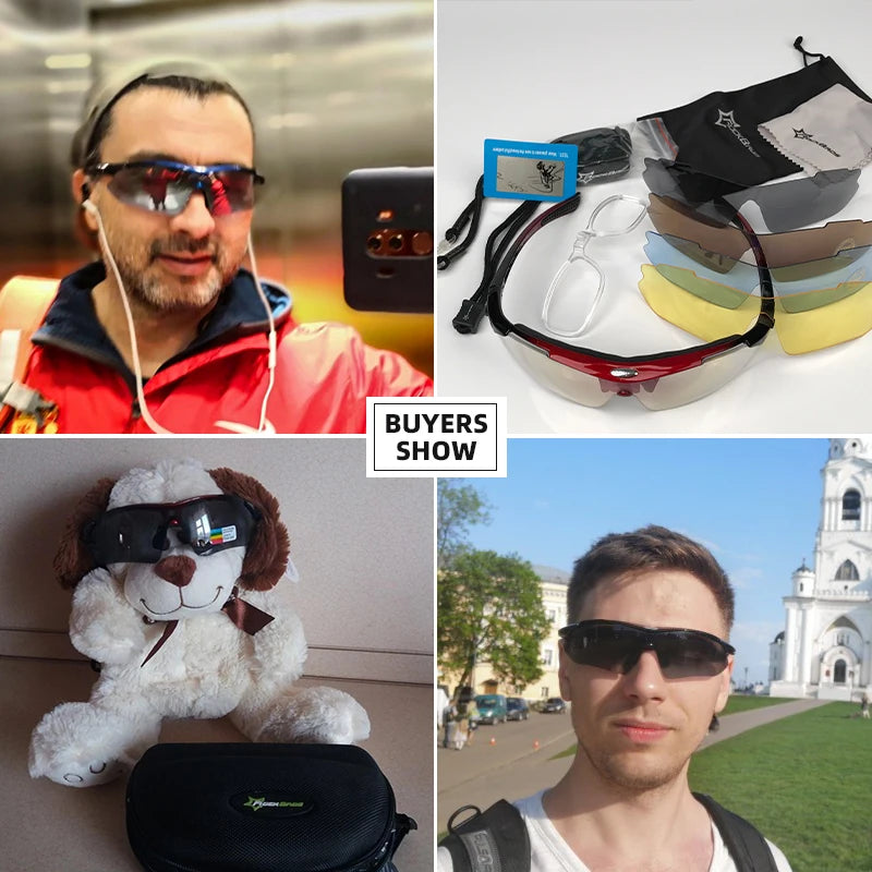 ROCKBROS Cycling Sunglasses – Polarized UV400 with 5 Interchangeable Lenses