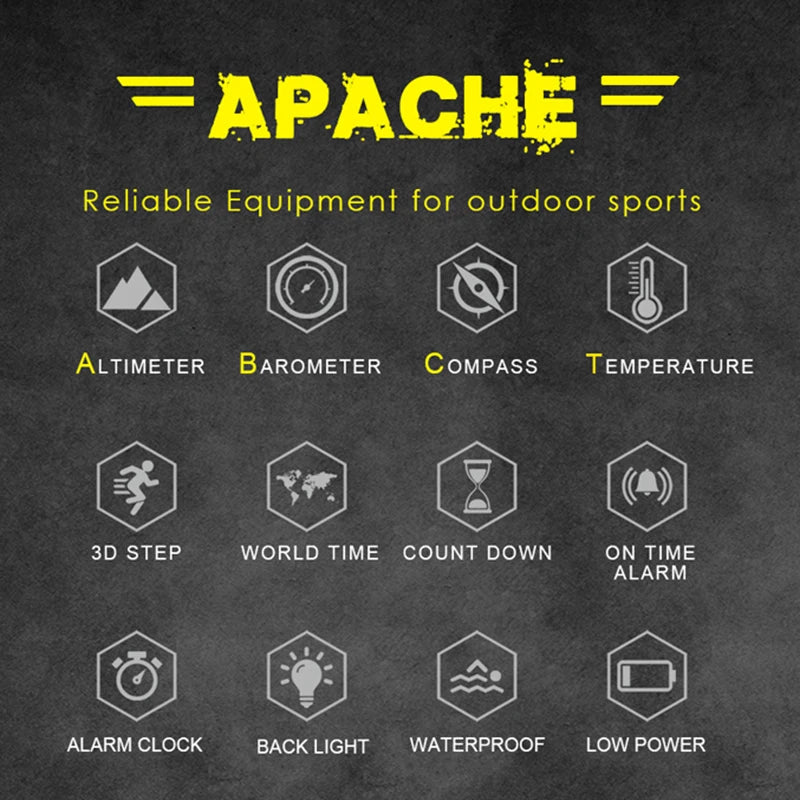 North Edge Apache 3 Men’s Sports Watch – Compass, Altimeter & Barometer