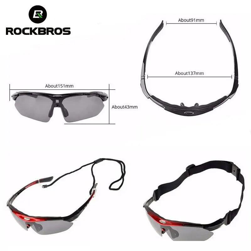 ROCKBROS Cycling Sunglasses – Polarized UV400 with 5 Interchangeable Lenses