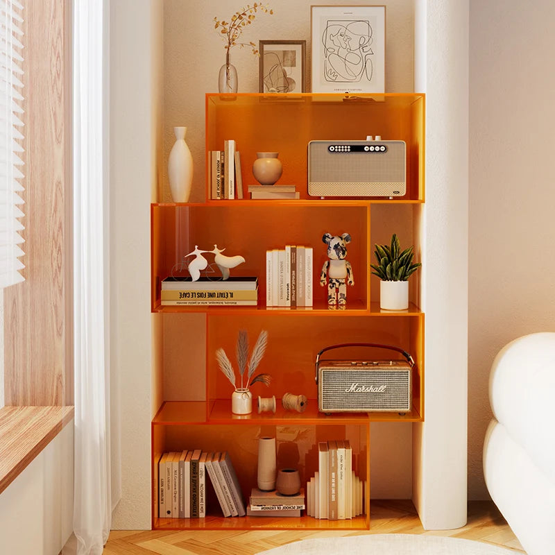 Acrylic Transparent Bookshelf – Colourful Multi-Layer Floor Storage