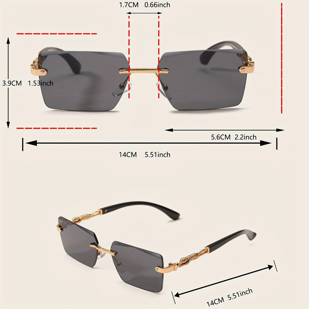 Rimless Rectangle Sunglasses – Unisex Small Square Shades