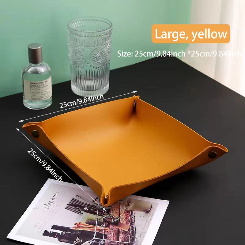 Leather Desk Organiser Tray – European Style Key & Sundry Storage