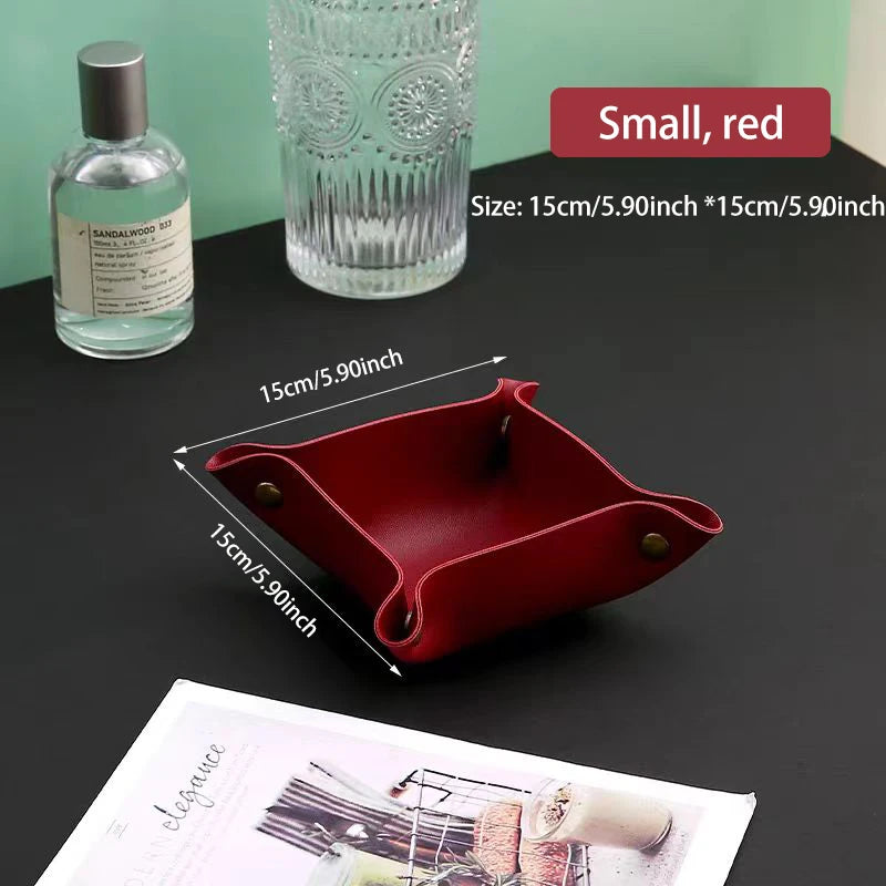 Leather Desk Organiser Tray – European Style Key & Sundry Storage
