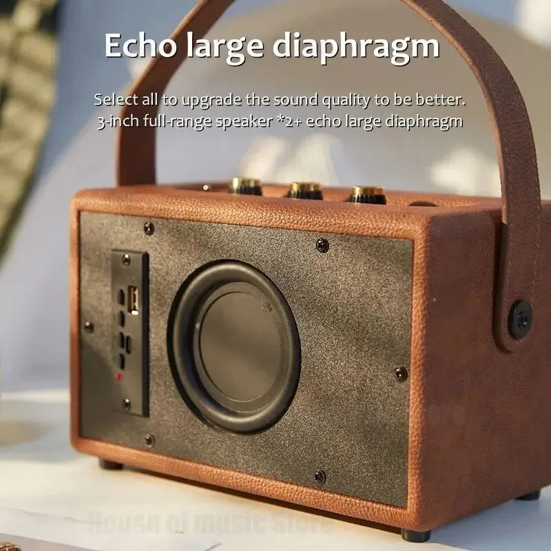 Retro Wooden Bluetooth Speaker – Portable Vintage Hi-Fi Sound