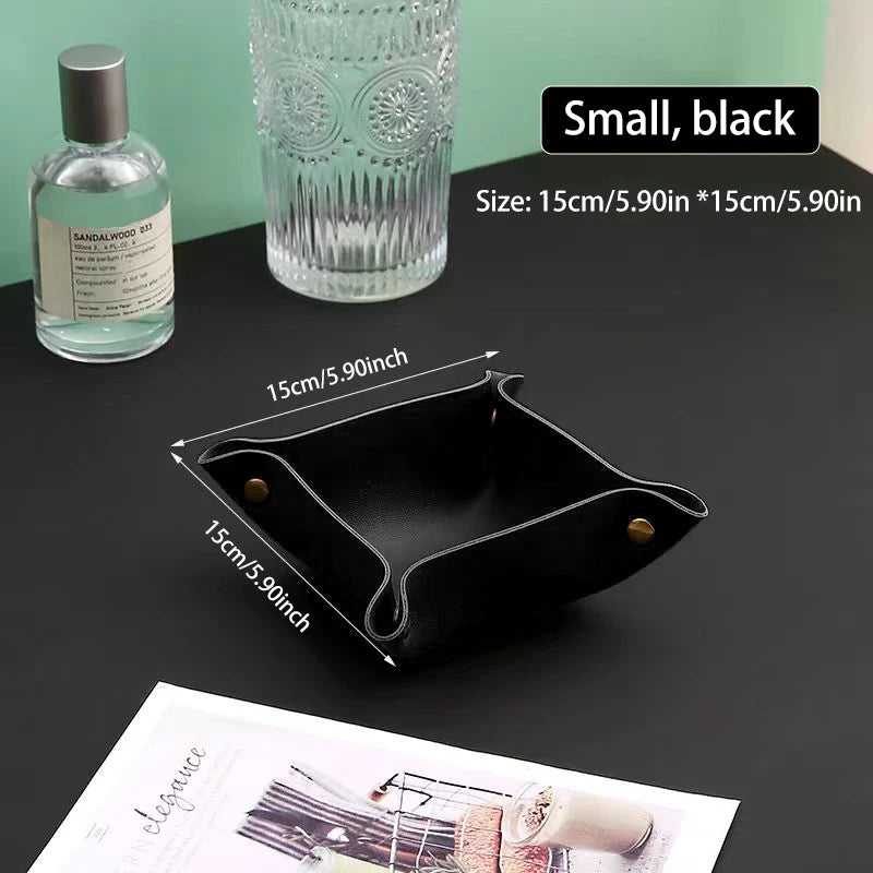 Leather Desk Organiser Tray – European Style Key & Sundry Storage