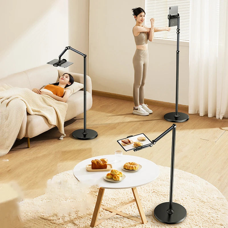 Tablet & Phone Floor Stand – Retractable Aluminium Lazy Holder