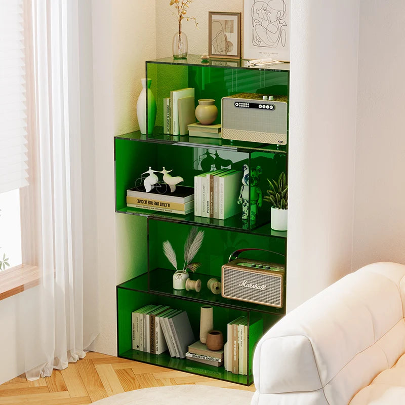 Acrylic Transparent Bookshelf – Colourful Multi-Layer Floor Storage