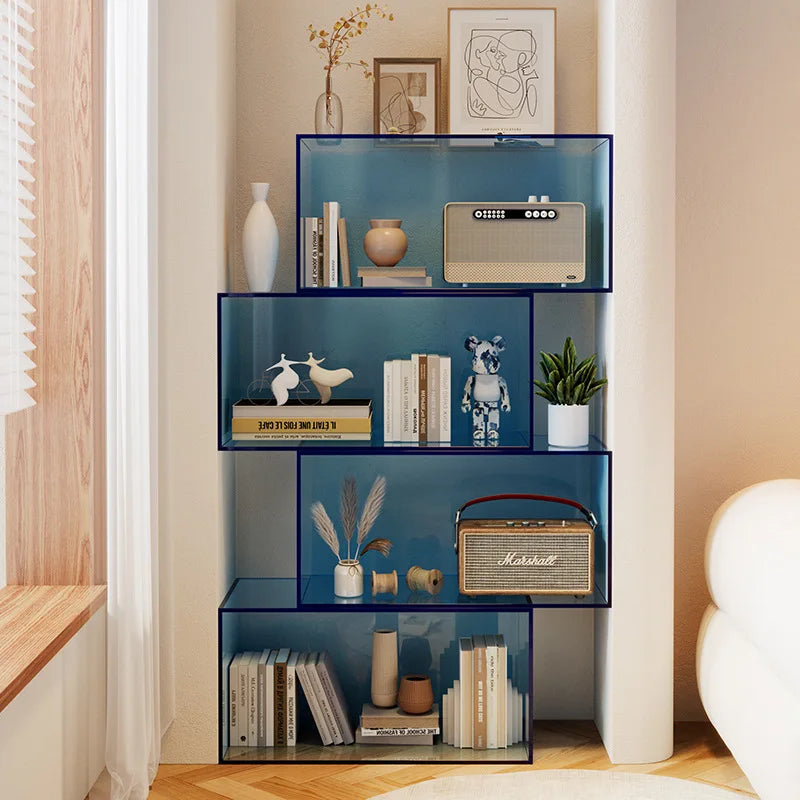 Acrylic Transparent Bookshelf – Colourful Multi-Layer Floor Storage