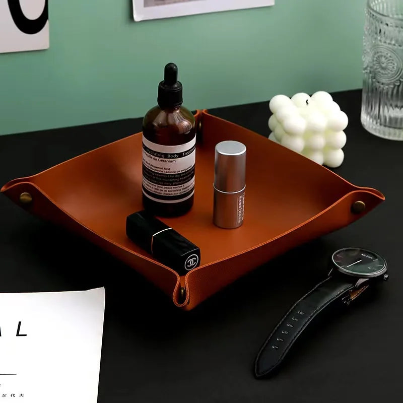 Leather Desk Organiser Tray – European Style Key & Sundry Storage