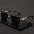 Rimless Rectangle Sunglasses – Unisex Small Square Shades
