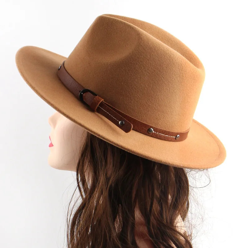 Wool Fedora Hat – Unisex Flat Brim Felt Hat for All Seasons