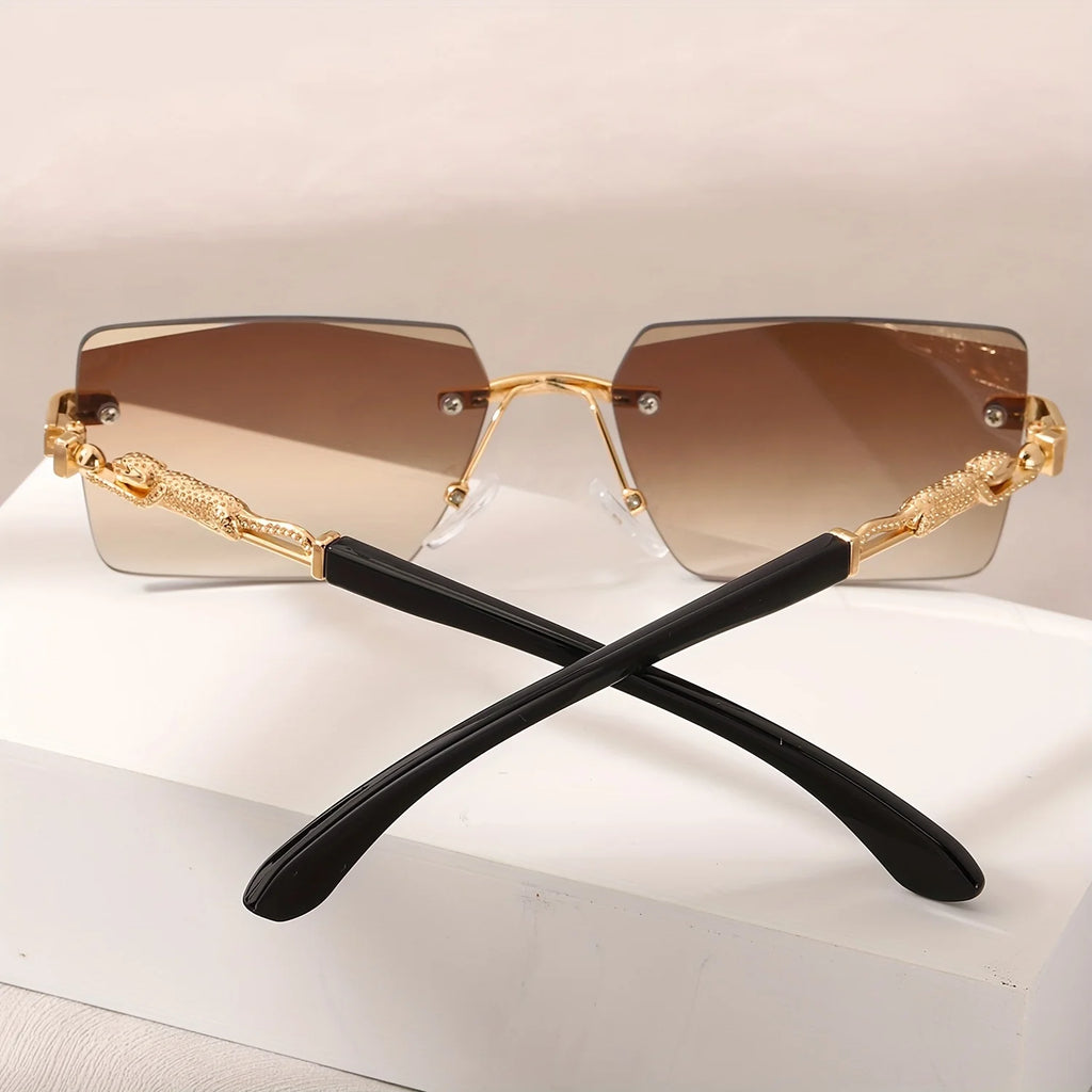 Rimless Rectangle Sunglasses – Unisex Small Square Shades