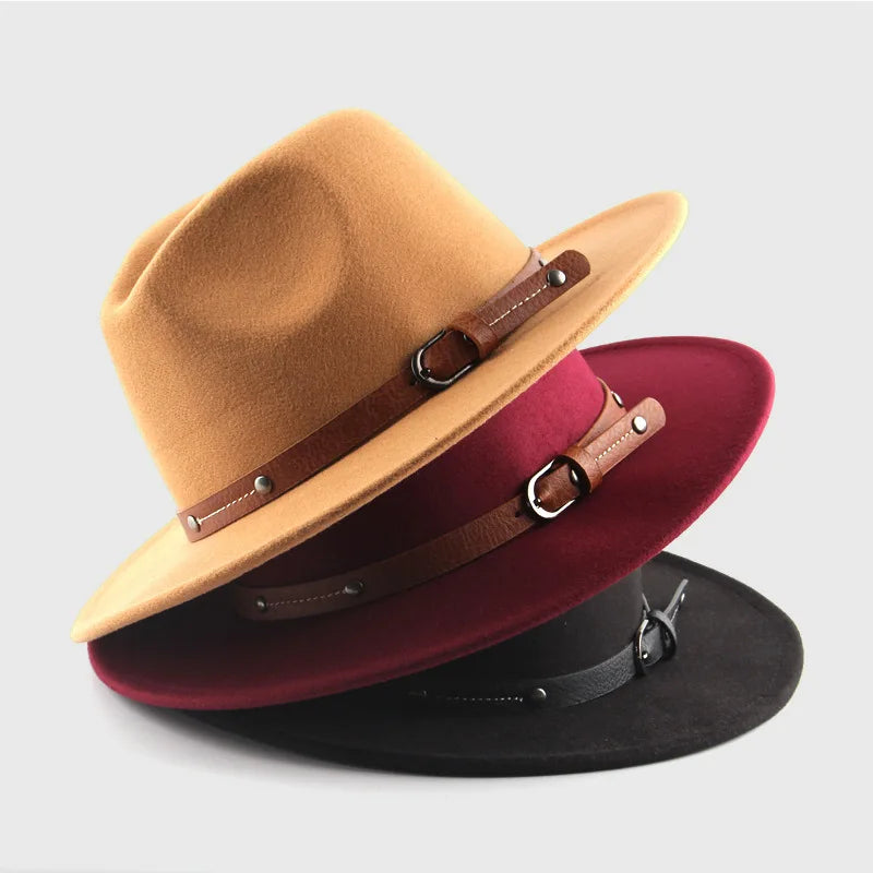 Wool Fedora Hat – Unisex Flat Brim Felt Hat for All Seasons
