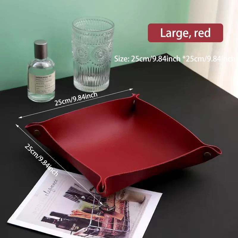 Leather Desk Organiser Tray – European Style Key & Sundry Storage