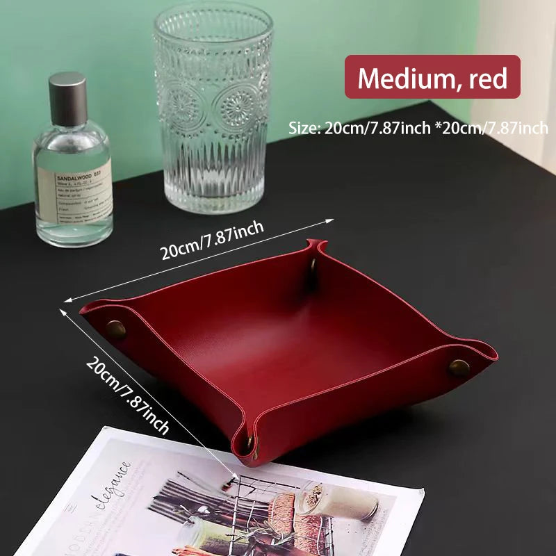 Leather Desk Organiser Tray – European Style Key & Sundry Storage