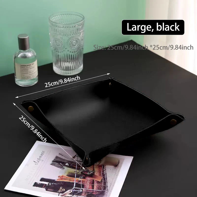 Leather Desk Organiser Tray – European Style Key & Sundry Storage