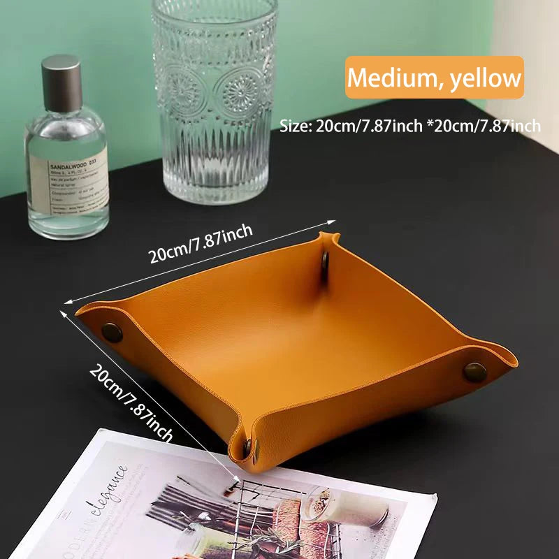 Leather Desk Organiser Tray – European Style Key & Sundry Storage