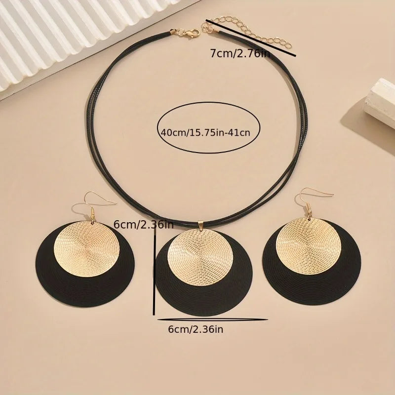 3-Piece Geometric Necklace & Earrings Set – Bold Statement Jewellery for Women