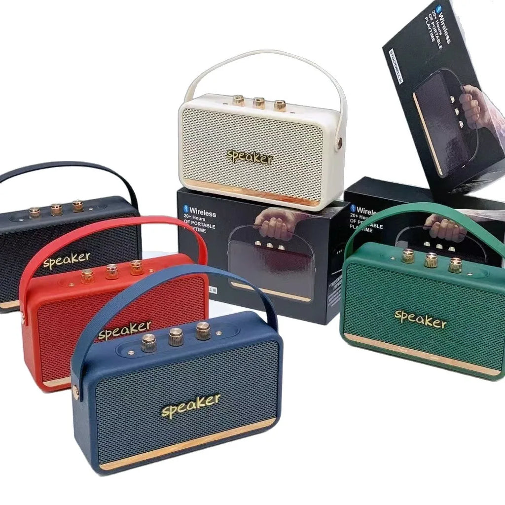 W6 Retro Leather Bluetooth Speaker – Powerful Wireless Sound