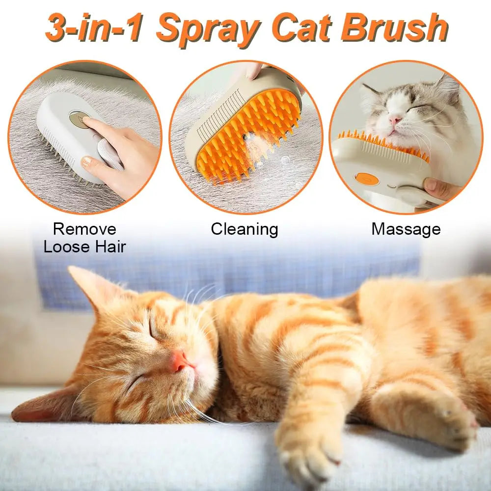 Pet Spray Massage Brush – Steam Grooming Comb for Cats & Dogs