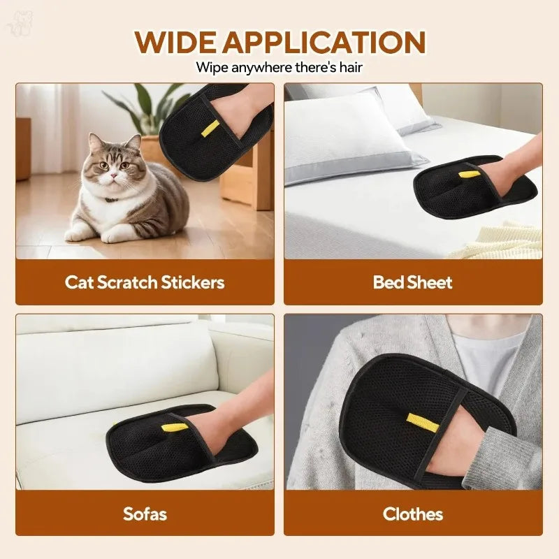 Pet Hair Remover Gloves – Reusable Static Grooming Mitts for Cats & Dogs