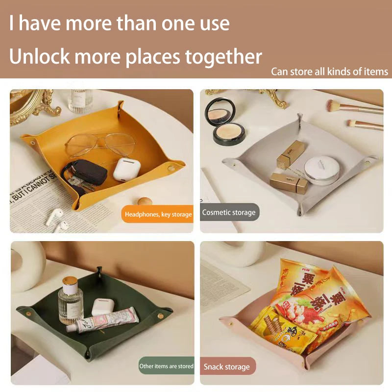 Leather Desk Organiser Tray – European Style Key & Sundry Storage