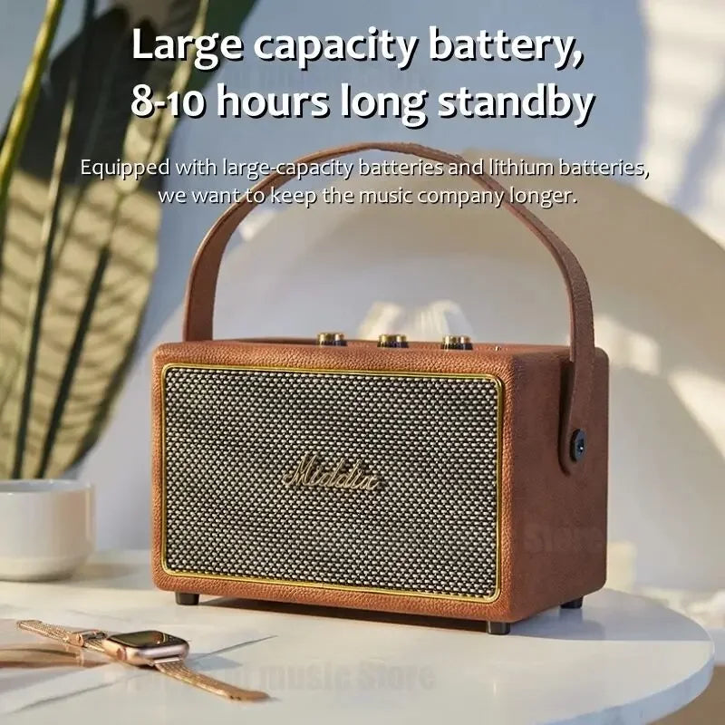Retro Wooden Bluetooth Speaker – Portable Vintage Hi-Fi Sound