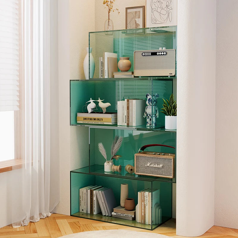 Acrylic Transparent Bookshelf – Colourful Multi-Layer Floor Storage