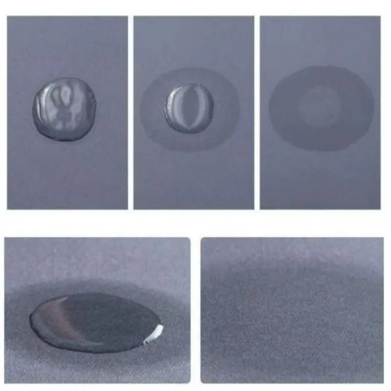 Waterproof cabinet mat with a leather-finish, showing water beads on the surface for easy cleaning and protection.