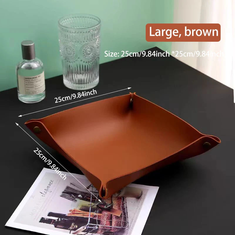 Leather Desk Organiser Tray – European Style Key & Sundry Storage