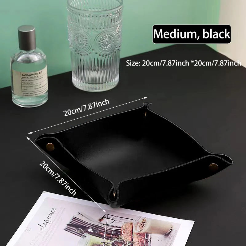 Leather Desk Organiser Tray – European Style Key & Sundry Storage