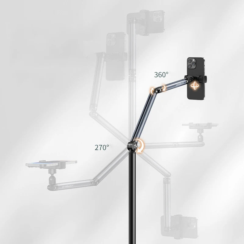 Tablet & Phone Floor Stand – Retractable Aluminium Lazy Holder