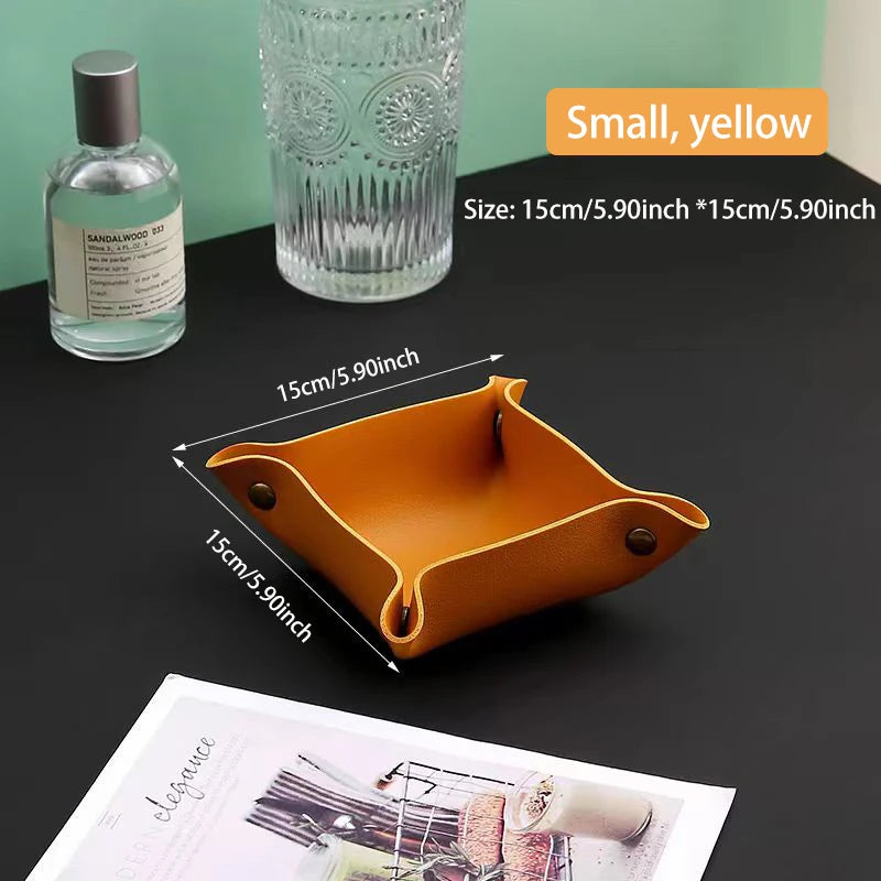 Leather Desk Organiser Tray – European Style Key & Sundry Storage