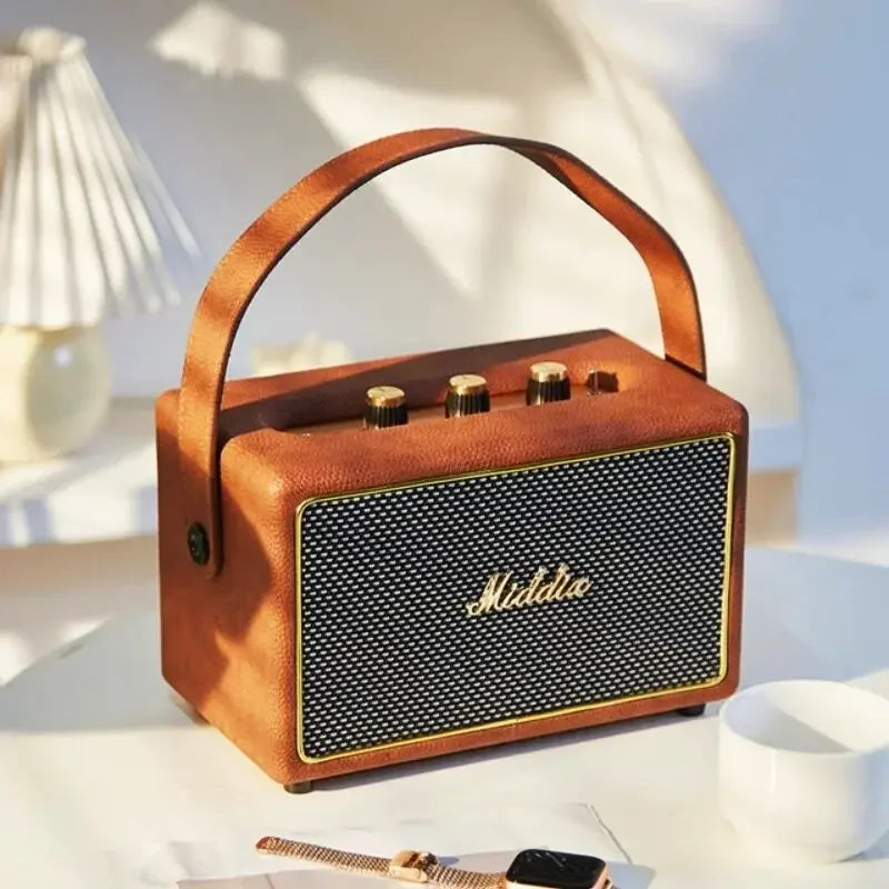 Retro Wooden Bluetooth Speaker – Portable Vintage Hi-Fi Sound
