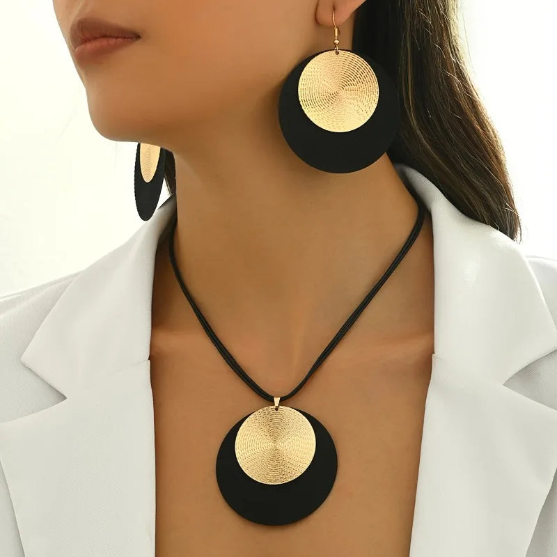 3-Piece Geometric Necklace & Earrings Set – Bold Statement Jewellery for Women
