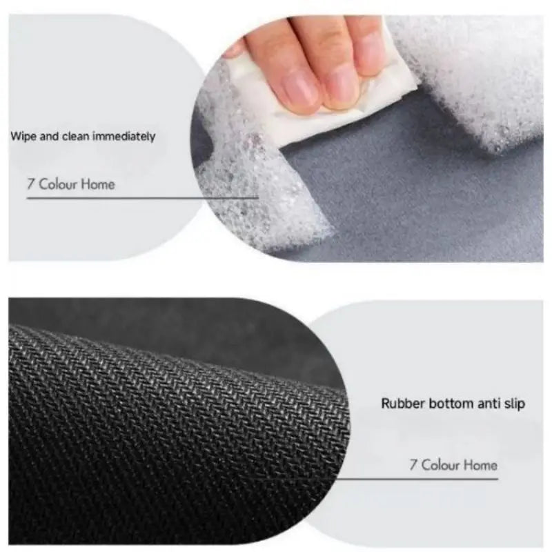 Waterproof black cabinet mat with a rubber anti-slip bottom, easy to clean surface, ideal for TV stands and sideboards.