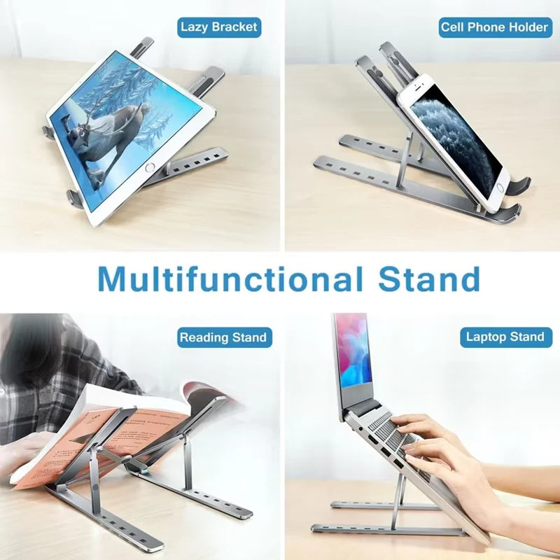Foldable Aluminium Laptop Stand – Ergonomic, Height-Adjustable & Anti-Slip