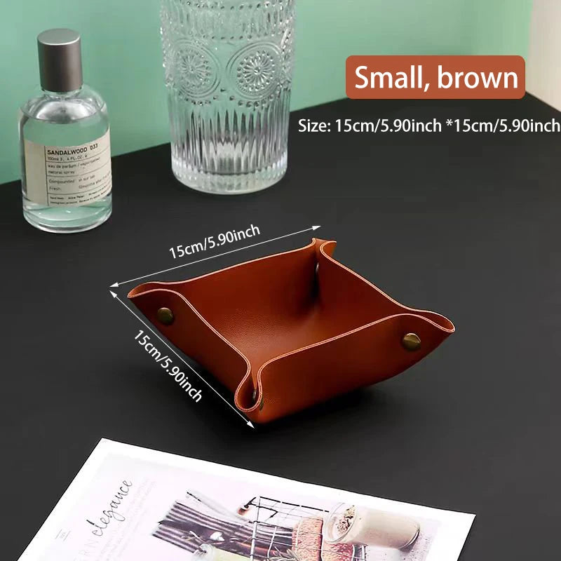 Leather Desk Organiser Tray – European Style Key & Sundry Storage