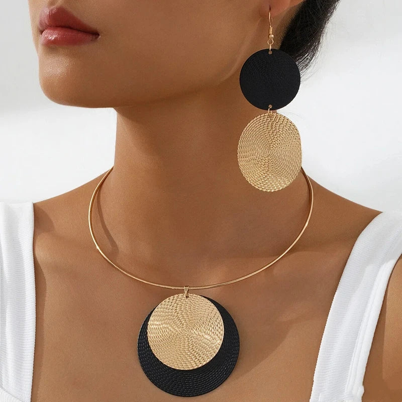 3-Piece Geometric Necklace & Earrings Set – Bold Statement Jewellery for Women