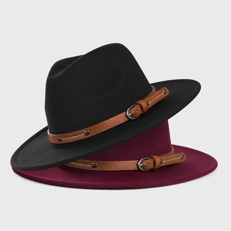 Wool Fedora Hat – Unisex Flat Brim Felt Hat for All Seasons