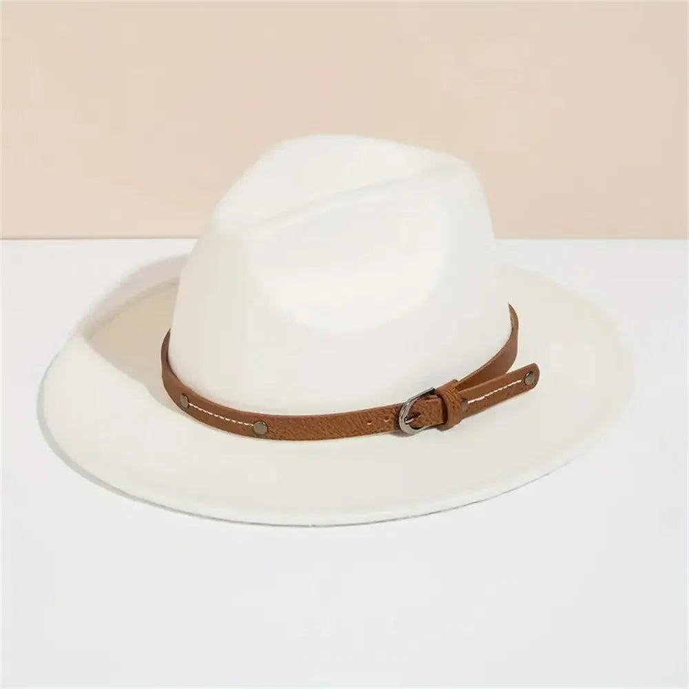 Wool Fedora Hat – Unisex Flat Brim Felt Hat for All Seasons