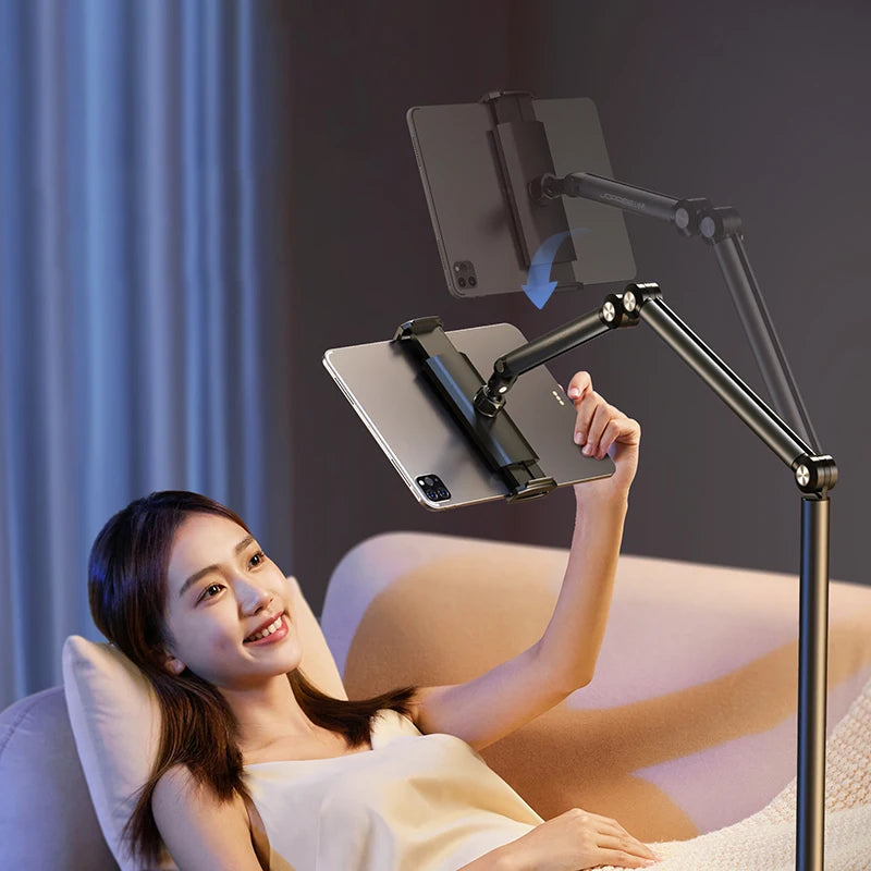 Tablet & Phone Floor Stand – Retractable Aluminium Lazy Holder